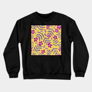 Pink and purple very peri flowers yellow Crewneck Sweatshirt